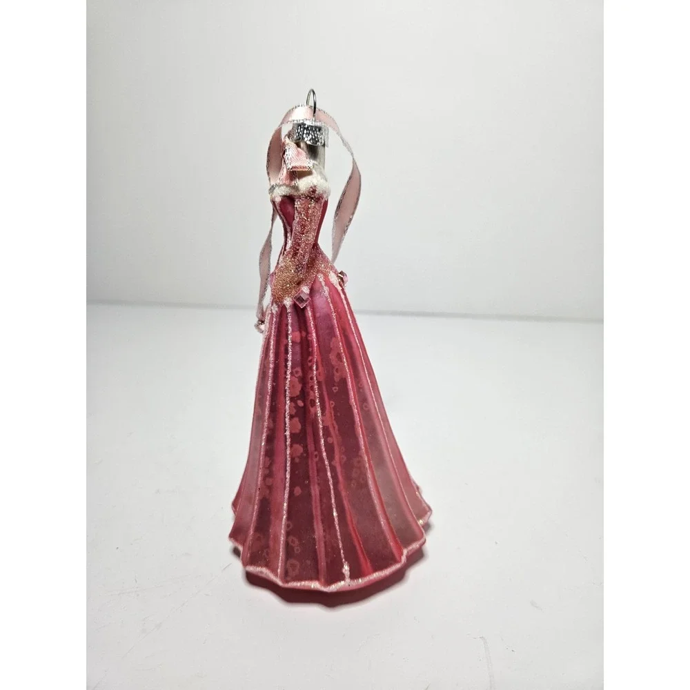 Vintage Disney Aurora Princess Dress Glass Christmas Ornament Pink Ball Gown